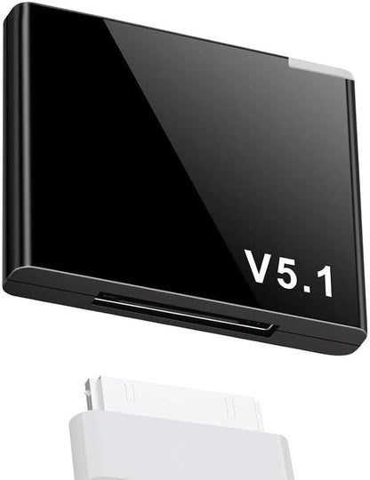 Bluetooth 5.1 30-Pin Dock Adapter, Wireless Audio Receiver for iPod iPhone Docking Stations, Black