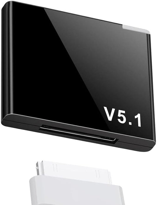 Bluetooth 5.1 30-Pin Dock Adapter, Wireless Audio Receiver for iPod iPhone Docking Stations, Black