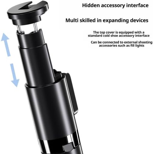 70“ Selfie Stick Tripod for iPhone/Android - Expandable Phone Tripod with Fill Light, 10M Bluetooth Remote Control, one Click Open Selfie Stick for Vlog/Travel/Live Streaming(Black)