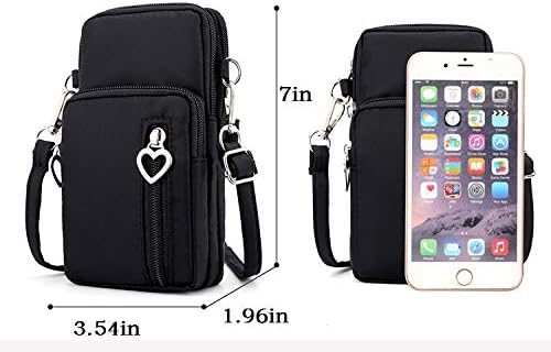 JUMISEE 3-Layers Crossbody Bag Cellphone Pouch Armband Wallet Nylon Smartphone Purse