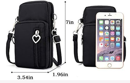 JUMISEE 3-Layers Crossbody Bag Cellphone Pouch Armband Wallet Nylon Smartphone Purse