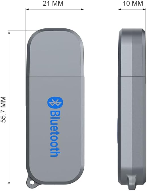 USB Bluetooth Car Kit [Stronger Mics& Noise Cancellation] &[Plug-and-Play] Bluetooth 5.3 Receiver Adapter for Car Music/Hands-Free Calls/Stereo Audio,(H222) Grey