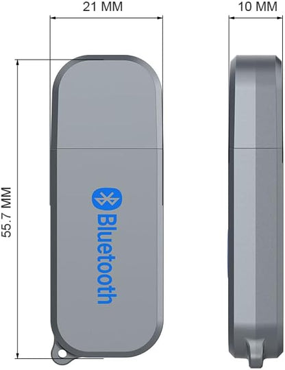 USB Bluetooth Car Kit [Stronger Mics& Noise Cancellation] &[Plug-and-Play] Bluetooth 5.3 Receiver Adapter for Car Music/Hands-Free Calls/Stereo Audio,(H222) Grey