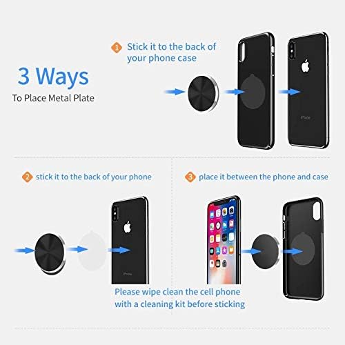 SALEX Cell Phone Metal Plates 4 Pack. Gold Replacement Set for Magnetic Car Mount & Phone Holder. Strong Adhesive Iron Plates for iPhone, Samsung & More