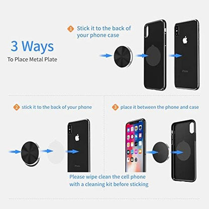 Cute Replacement Metal Plates Set 4 Pack for Magnetic Phone Holder. Kit of 4 Mix Round Discs Without Holes for Car Mount, Phone Case Back. Strong Circular 3M Adhesive Cell Phone Magnet Stickers.
