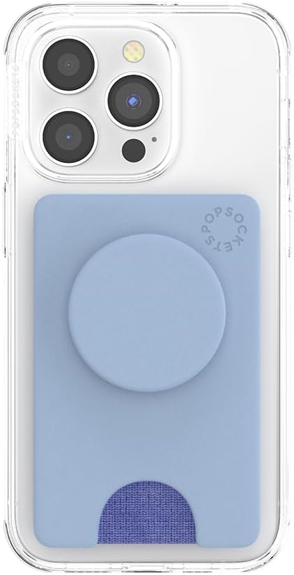 PopSockets Adhesive Phone Wallet and Card Holder with Grip, Light Blue - Cornflower Blue