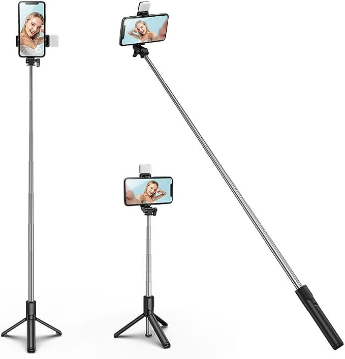 Tianle Selfie Stick with Fill Light, 40 Inch Phone Tripod Extendable Cell Phone Tripod Stand with Wireless Remote and Phone Holder Compatible with iPhone Android for Selfie, Video Recording, Photo