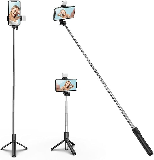 Tianle Selfie Stick with Fill Light, 40 Inch Phone Tripod Extendable Cell Phone Tripod Stand with Wireless Remote and Phone Holder Compatible with iPhone Android for Selfie, Video Recording, Photo