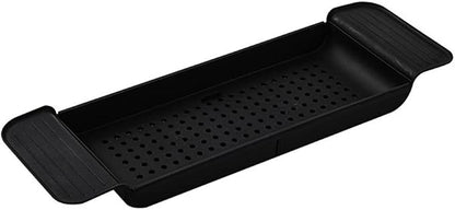 Bathtub Caddy Tray, Expandable Bath Shelf, Adjustable Size from 21.9 to 31 inches Plastic Bathtub Storage Rack, Bathtub Accessories & Bathroom Gadgets, Bath Tub Tray for Kitchen Bathroom (Black)