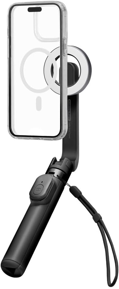 Spigen Selfie Stick Tripod Stand with Bluetooth Remote Control Shutter 24" Extendable Compatible with MagSafe iPhone 17/16/15/14/13/12 Pixelsnap Pixel 10 Series & More - Black (S571W)