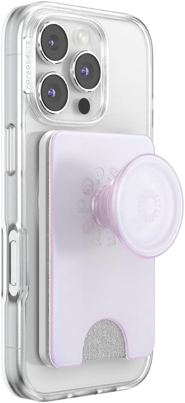 PopSockets Kick-Out Wallet for MagSafe, Adjustable Kickstand, Magnetic Stand, White - Opalescent White