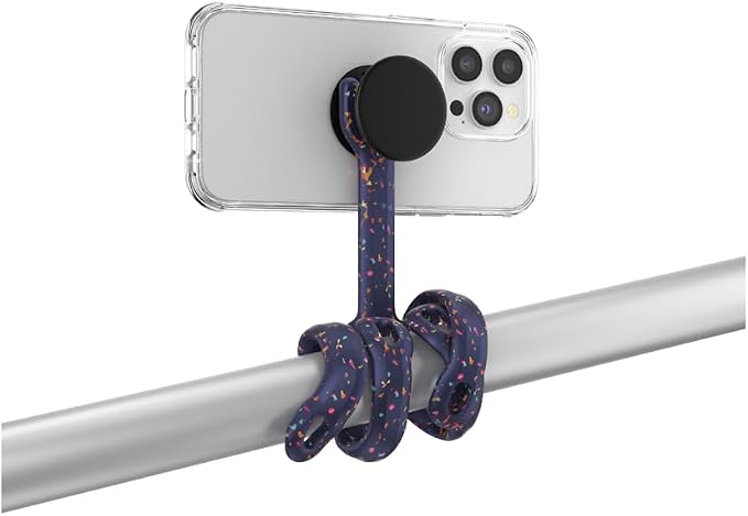 PopSockets Flexible Phone Mount & Stand, Navy Blue - French Navy Confetting
