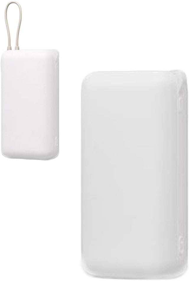 Soft Protective Sleeve Cover for Xiaomi Built-in Cable Power Bank 20000 33W PB2033MI Dustproof Dirt-Resistant Anti-Scratch Shockproof Drop-Resistant Silicone Case Accessories White