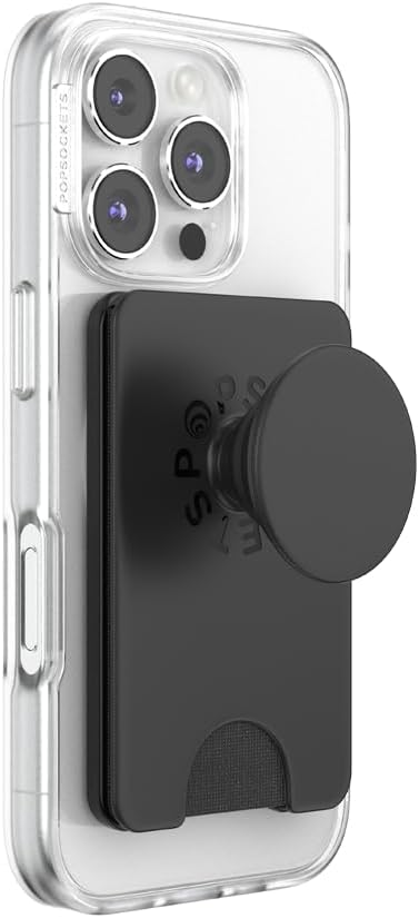 PopSockets Kick-Out Wallet for MagSafe, Adjustable Kickstand, Magnetic Stand, Black - Black