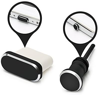 USB-C Dust Plug Set Compatible with Samsung Galaxy S10, S10E, S10 Plus, and S10/S9/S8, A15, A25, Note & Any Type-C Ports - Durable Aluminum Finish with Holders, SIM Card Tool & Brush-1 Pack