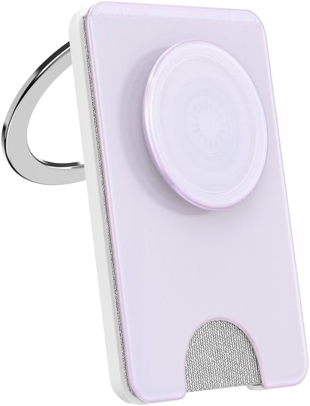 PopSockets Kick-Out Wallet for MagSafe, Adjustable Kickstand, Magnetic Stand, White - Opalescent White