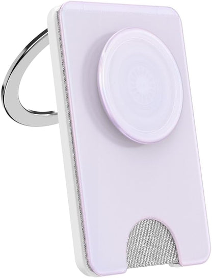 PopSockets Kick-Out Wallet for MagSafe, Adjustable Kickstand, Magnetic Stand, White - Opalescent White