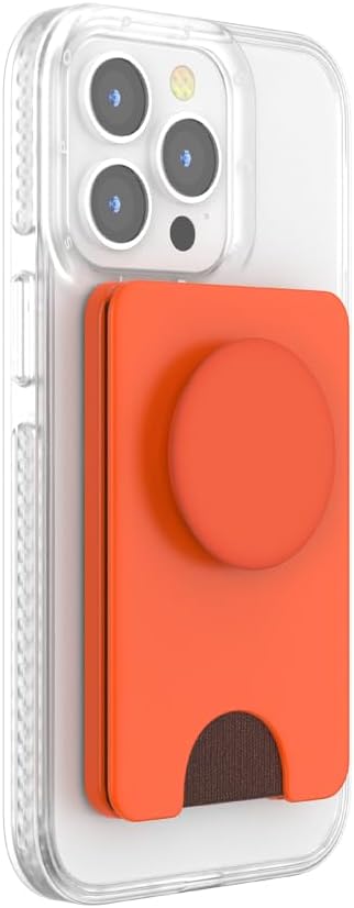 PopSockets Phone Wallet for MagSafe, Phone Card Holder with Grip, Orange - Persimmon