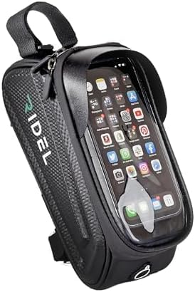 Ridel Bike Phone Holder Bag with Sensitive Touch - Upto 6.8" Waterproof Front Frame Phone Holder for Bike - Bike Bag with 3 Adjustable Straps & Headphone Hole