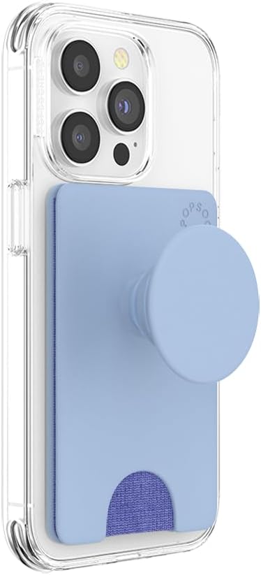 PopSockets Adhesive Phone Wallet and Card Holder with Grip, Light Blue - Cornflower Blue