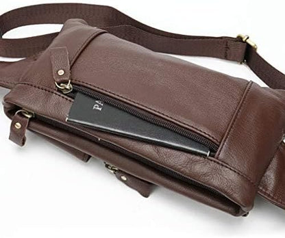 Hebetag Leather Waist Bag Fanny Pack for Men Women Travel Outdoor Sports Hunting Hiking Climbing Multi-Purpose Hip Bum Belt Slim Cell Phone Purse Wallet Casual Pouch