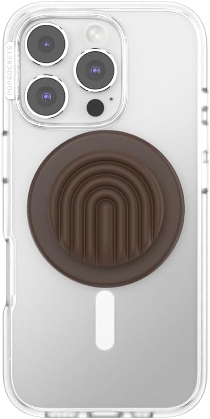 PopSockets Phone Grip for MagSafe, Magnetic Holder, Phone Stand, Brown - Curves Cocoa