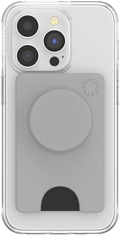 PopSockets Adhesive Phone Wallet and Card Holder with Grip - Tech Grey