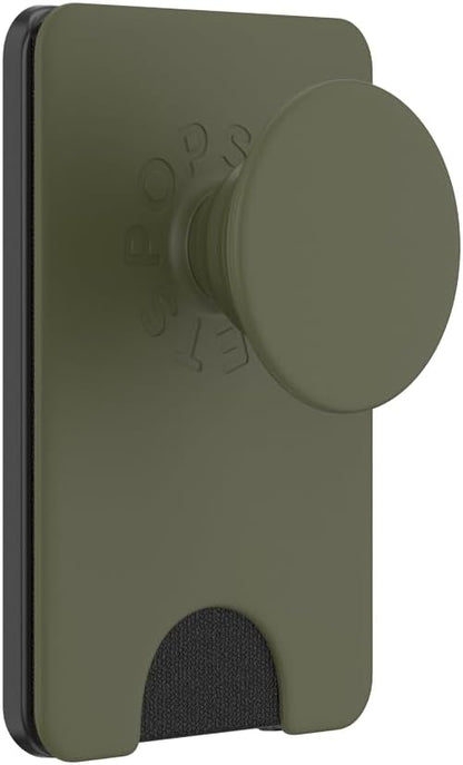 PopSockets Phone Wallet for MagSafe, Phone Card Holder with Grip, Green - Fatigue