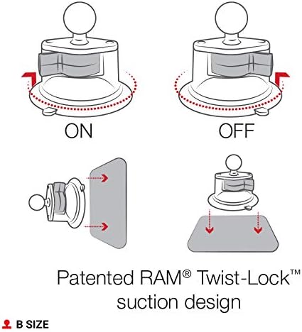RAM MOUNTS Twist-Lock Composite Suction Cup Base with Ball RAP-B-224-1U with B Size 1" Ball