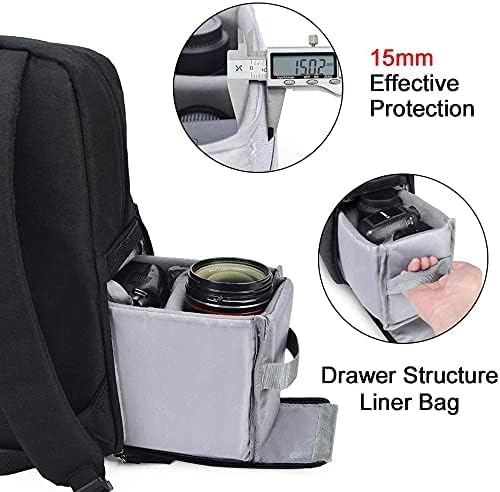 CADeN Camera Backpack Bag with 15.6 Inches Laptop Compartment and Tripod Holders, Waterproof Camera Case for DSLR/SLR Mirrorless Camera Large Capacity, Camera Case Compatible for Canon Sony Nikon