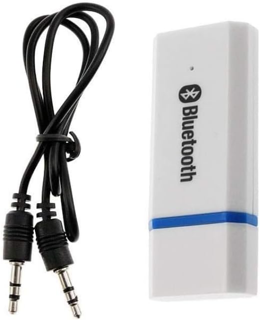 USB Bluetooth Adapter, Bluetooth USB Audio Receiver Wireless Adapter for Home/Car Stereo System, Portable Speakers with AUX in & 3.5mm Cable (White)