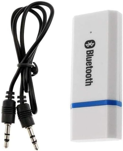 USB Bluetooth Adapter, Bluetooth USB Audio Receiver Wireless Adapter for Home/Car Stereo System, Portable Speakers with AUX in & 3.5mm Cable (White)