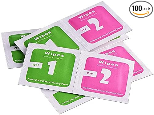 100pcs(50set) Dry Wet Cleaning Wipes Paper Dust Removal Papers LCD Screens for Tempered Glass Camera Lens, 6.0 x 6.0cm
