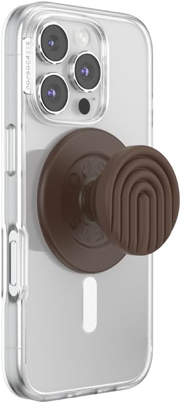 PopSockets Phone Grip for MagSafe, Magnetic Holder, Phone Stand, Brown - Curves Cocoa