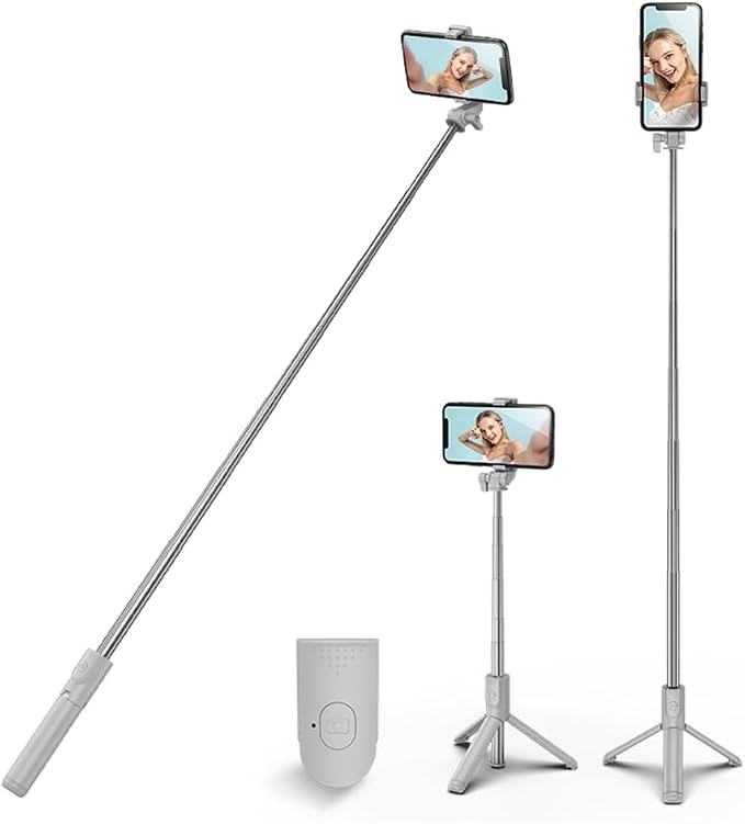 Selfie Stick Tripod, 3 in 1 Extendable & Portable iPhone Tripod Selfie Stick with Wireless Remote Compatible with iPhone 16 15 14 13 12 11 pro Xs Max 8 7, Galaxy Note10/S20/S10