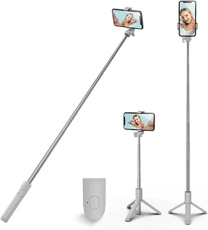 Selfie Stick Tripod, 3 in 1 Extendable & Portable iPhone Tripod Selfie Stick with Wireless Remote Compatible with iPhone 16 15 14 13 12 11 pro Xs Max 8 7, Galaxy Note10/S20/S10