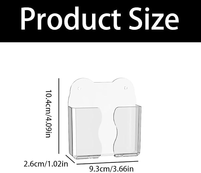 2-Pack Clear Wall Phone Holder - Self-Adhesive & Hardware Mount | Bottom Cable Access | Universal Smartphone Stand | Space-Saving Desk Organizer
