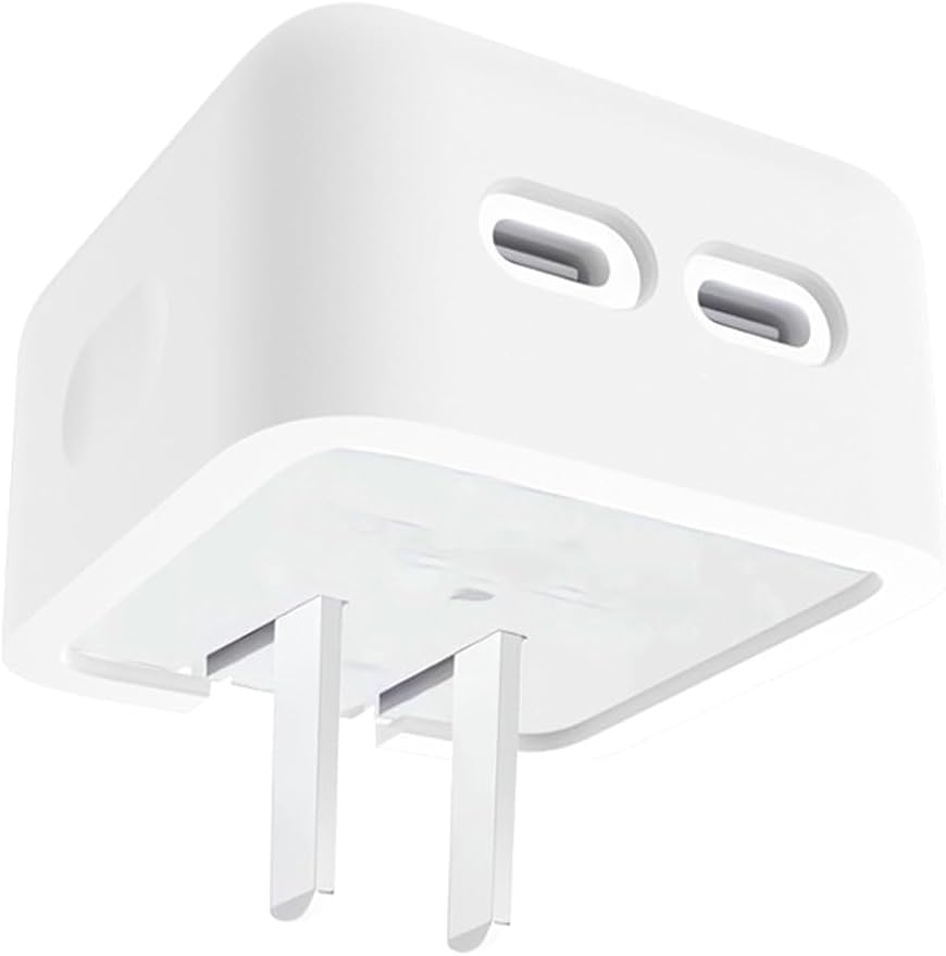 Case for Apple 35W Dual USB-C Port Compact Power Adapter, WUNIAK Soft Silicone Protective Portable Scratch Shock Resistant Shell, Protective Case for Apple 35W Dual USB-C Charger, White