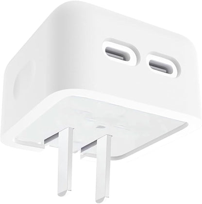 Case for Apple 35W Dual USB-C Port Compact Power Adapter, WUNIAK Soft Silicone Protective Portable Scratch Shock Resistant Shell, Protective Case for Apple 35W Dual USB-C Charger, White