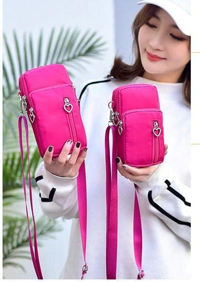 Women Crossbody Cell Phone Purse Wristband Sport Armband Wallet Bag Zipper Nylon Handbags