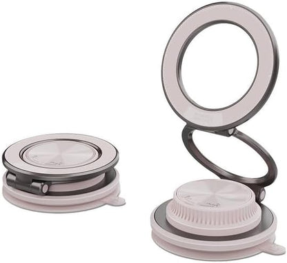 Magnetic Phone Holder for Car Dashboard, Mini Portable Cell Phone Mount with Strong Suction Cup for Flat Surfaces Like Desk, Multi-Color Hands-Free Cradle for iPhone Android Samsung (Beige)