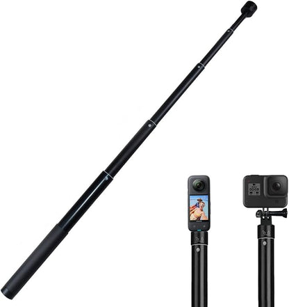 51.2 inch Invisible Selfie Stick Compatible with GoPro Hero 13 12 11 10 9 Insta360 X5 X4 DJI Osmo 360/Action 6 5 Pro 4 AKASO EK7000 Brave 4 7 LE Camera,Extension Pole Aluminum Monopod with 1/4" Screw