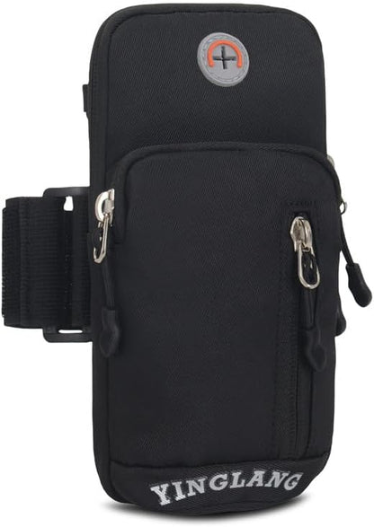 Sport Running Armband Wristband Cell Phone Holder Pouch Case Crossbody Shoulder Purse Arm Bag for iPhone 13 12 Pro Max Samsung Galaxy S21 FE S20 S22 Ultra Note 10+ Plus A03S A12 Google Pixel 6 (Black)