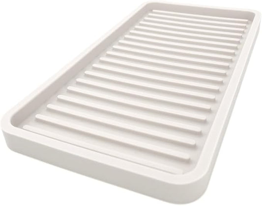 Happitasa Silicone Kitchen Sink Organizer Tray, Sponge Holder and Countertop Protector | Bathroom and Kitchen Soap Dish and Dispenser Tray (Vanilla Cream, 10"x5.25", 10.4 Ounces)