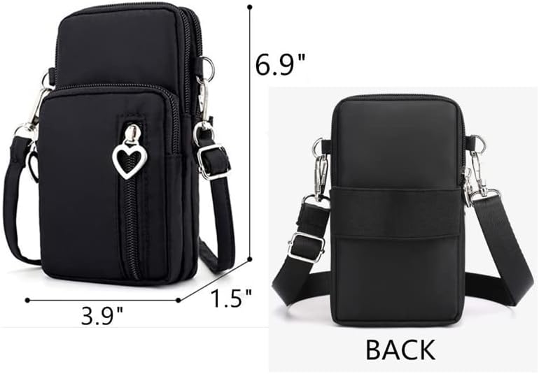 Black Color Small Phone Purse Crossbody Bag for Women for Samsung Galaxy S20 FE / S21 FE / S21 S22 Plus/Z Fold 3 / A22 A32 A20 A51 A52, Armband for Moto G Stylus Power 2020 / OnePlus 9 8 / Pixel 6