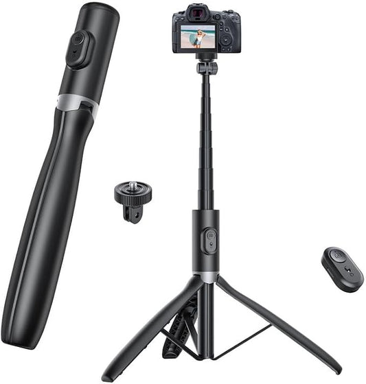 67.7" Camera Tripod with 1/4" Camera Mount & Light, NT99 Extendable Tripod Stand for Camera & GoPro Filming Vlogging, Travel Tripod Compatible with DSLR Camera