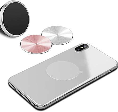 Metal Plates Replacement Set 4 Pack for Magnetic Car Mount. Kit of 4 Black Round Discs Without Holes for Case Back, Phone Magnets. Strong 3M Adhesive Backing Circular Cell Phone Holder Stickers.