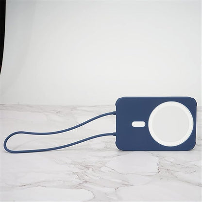2 Pack DAYJOY Soft Liquid Silicone Protective Case Cover Compatible with Apple MagSafe Battery Pack, Slim and Lightweight Anti-Scratch Shockproof Skin Sleeve with Lanyard (Black+Blue)