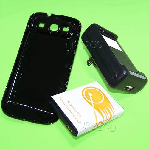 [Upgraded 7300mAh Extended Double Layer Battery Back Cover Desktop Charger Compatible with Samsung Galaxy S3 III i9300 SCH-i535 Verizon Cellphone
