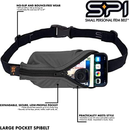 SPIbelt Running Belt for Women Men, Phone Holder for Running, Running Fanny Pack, Holder for Phone, Running Waist Pack, Adjustable Waist, [Fits All Phones]. Fuchsia with Black Zipper